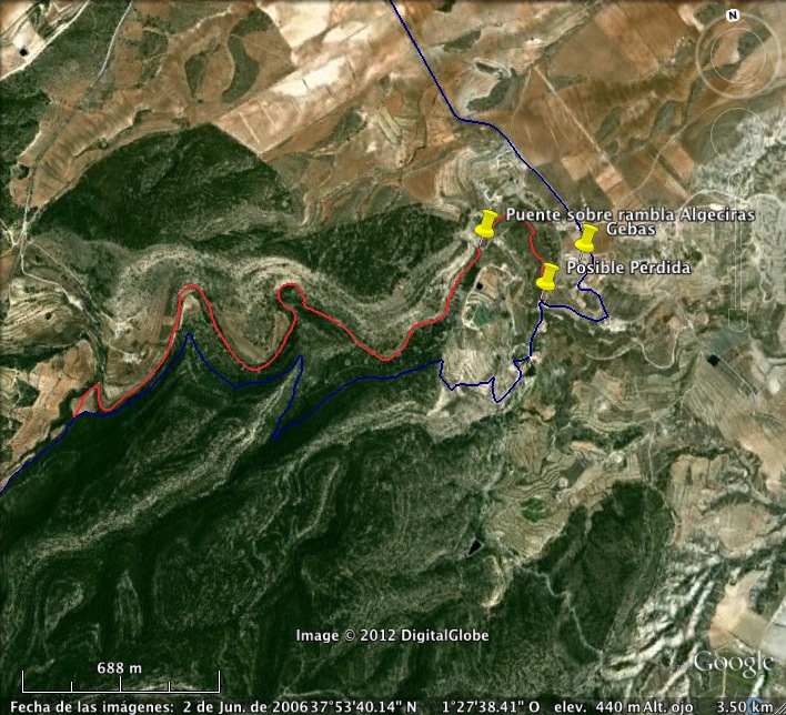 Mapa de posible pérdida en Gebas