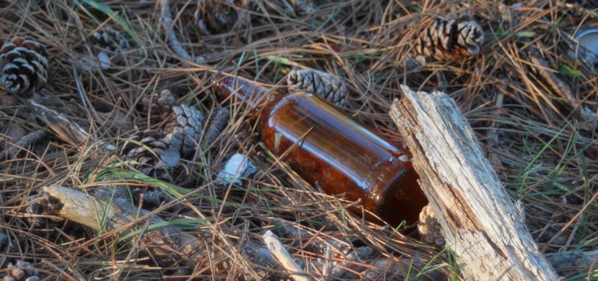 botella en el campo